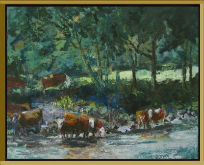 Landscapes-paintings van Lynden-Cows-in-Tauern-baklijst-