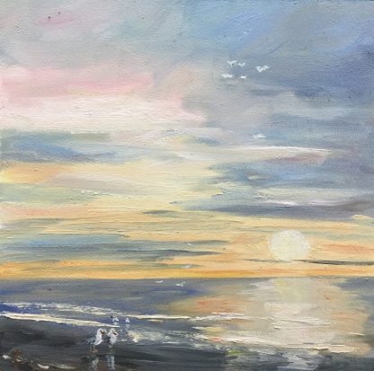 Sunset-zonsondergang-zeegezicht-seascape-oilpainting-Heleenvanlynden-olieverfschilderij