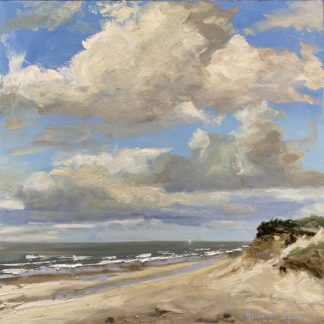 Silent beach, sea, view from dunes, beach, sky, Heleen van Lynden