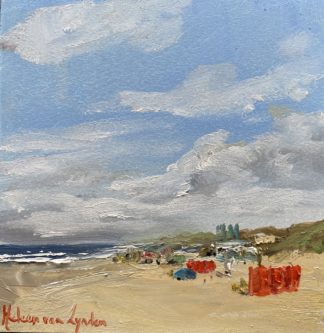 Summer, beachentrance, beach, dunes, sea, dutch coast, oilpainting, seascape, Heleen van Lynden