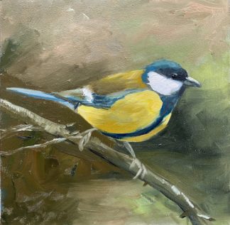 koolmeesje, vogel, vogelschilderij, Heleen van Lynden, olieverfschilderij