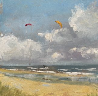 Herfst, strand, beach, autumn, oilpainting, olieverfschilderij, Heleen van Lynden