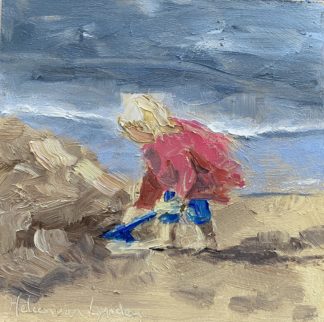 langs t strand 1, strandgezicht, olieverf, zeegezicht, Heleen van Lynden