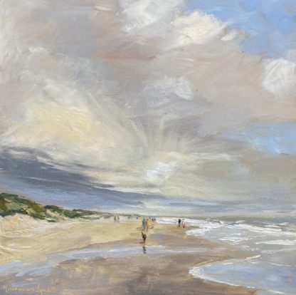 Cloudy weather at the beach.  Size: 36x36 cm, oil on panel Code: 22WS011