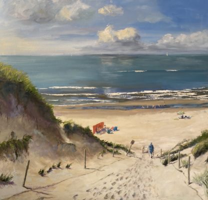 A day to the beach, painting, oilpainting, seascape, dunes
