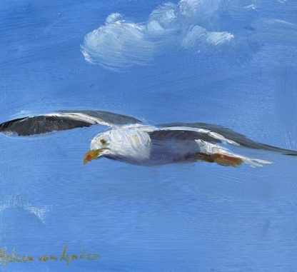 Gulls, a series of 4 small paintings.   Size: 19x19 cm, Oil on panel Code: 22WS101