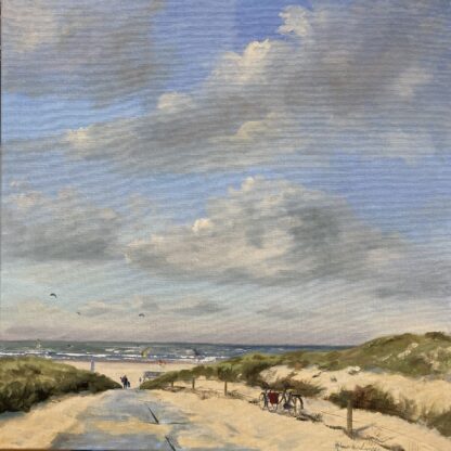 opgang 7, strandopgang, zeegezicht, strand, duinen, Scheveningen, olieverfschilderij, Heleen van Lynden