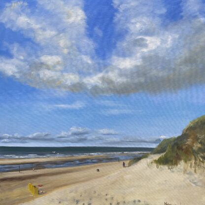 Nice beach weather, oilpainting, 80x80 cm, Heleen van Lynden