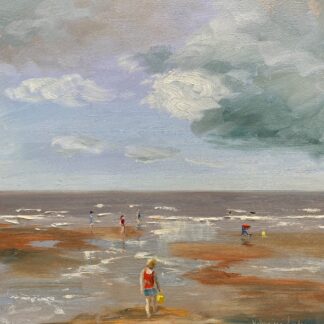 playing by the sea, oilpaint, seascape, summer, Heleen van Lynden
