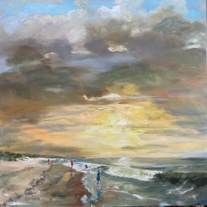 Nice evening Zeeland, oilpainting, on linen, seascape, Heleen van Lynden