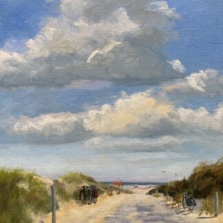 Met de fiets naar t strand. Typical Dutch, btw with a car this place is not accessable ;) Size: 60x60 cm, oil on canvas